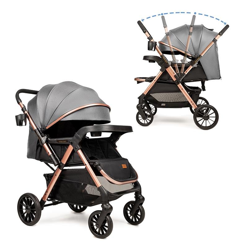 Коляска прогулочная Ninos Maxi 2 с опрокидывающейся ручкой Grey/Gold (NM2025GG) - фото 5 Коляска прогулочная Ninos Maxi 2 с опрокидывающейся ручкой Grey/Gold (NM2025GG) - фото 5