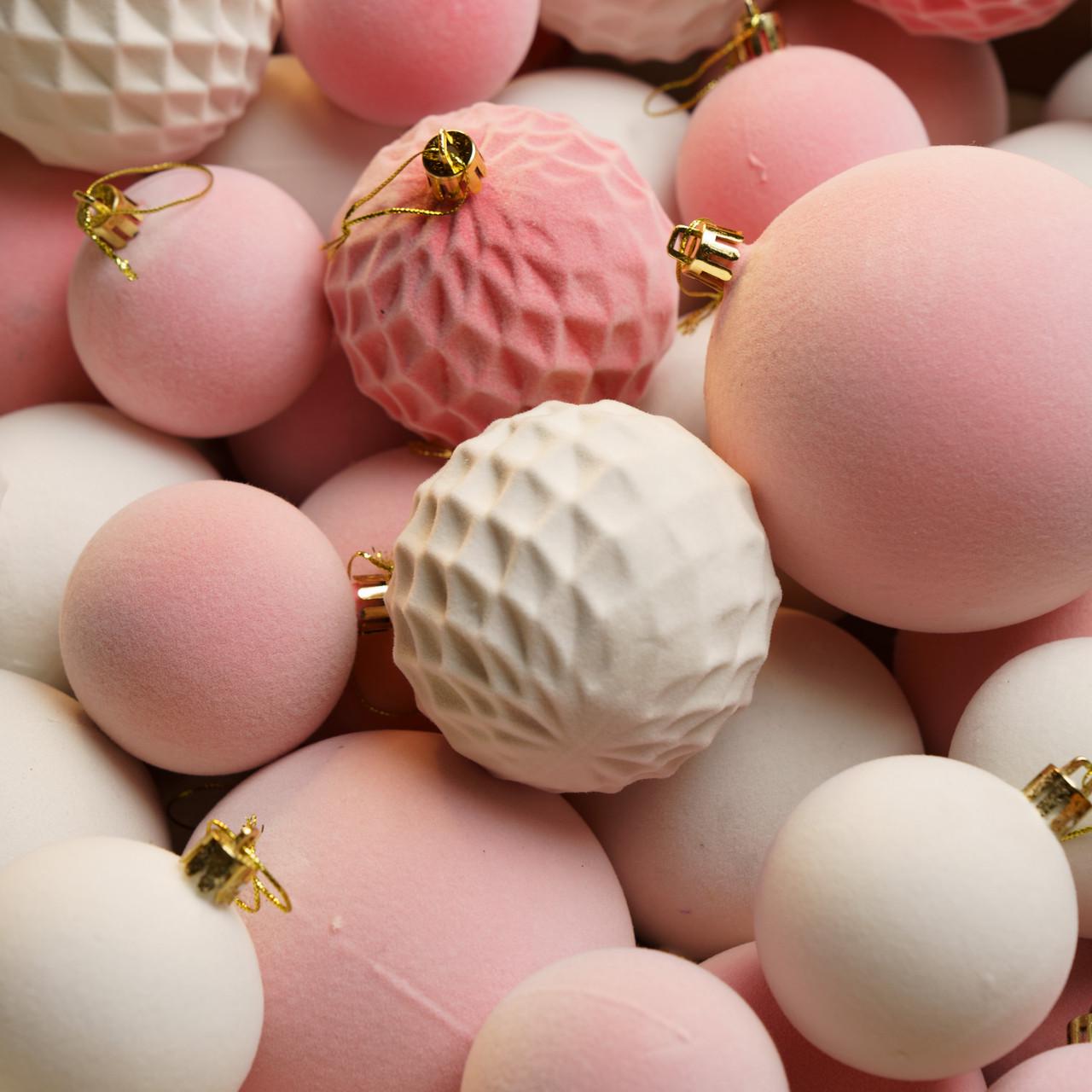 Набор новогодних шаров Бархат 40 шт. Розовый (21594670) - фото 4 Набор новогодних шаров Бархат 40 шт. Розовый (21594670) - фото 4