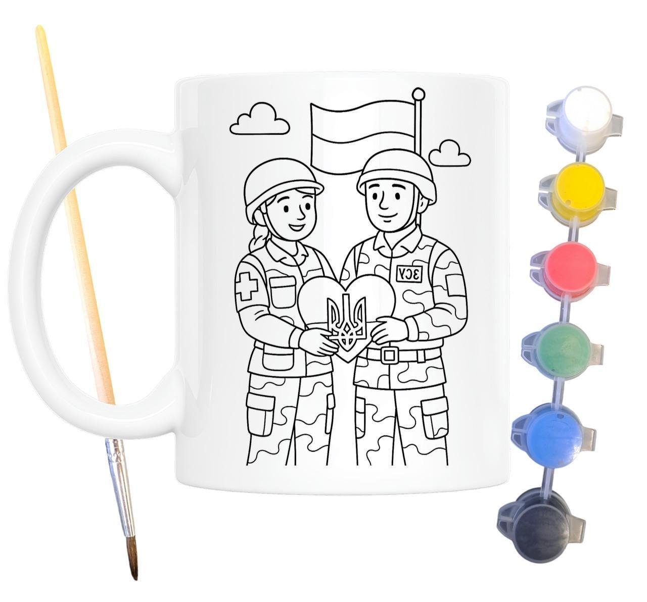 Набор для творчества кружка раскраска Вооруженные силы Украины 330 мл Белый (КР0150) Набор для творчества кружка раскраска Вооруженные силы Украины 330 мл Белый (КР0150)