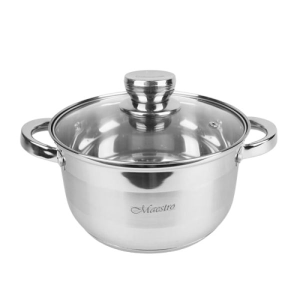 Набор посуды Maestro из нержавеющей стали со стеклянными крышками 1,5 /3/5 л 6 пр. (a5cda400) - фото 2 Набор посуды Maestro из нержавеющей стали со стеклянными крышками 1,5 /3/5 л 6 пр. (a5cda400) - фото 2