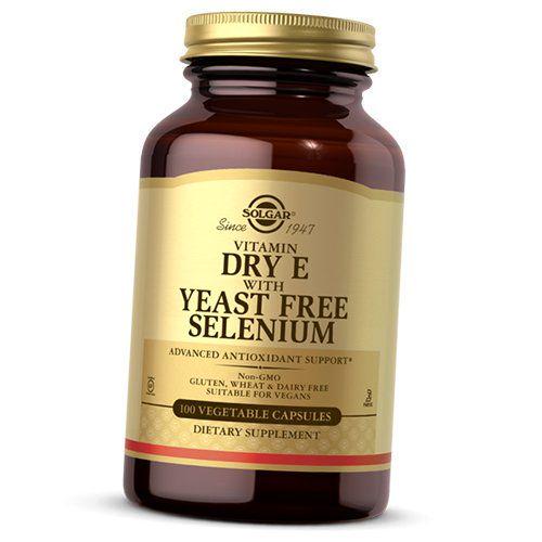 Витамин Е Vitamin Dry E with Yeast-Free Selenium с селеном без дрожжей 100 вег. капс. (36313186)