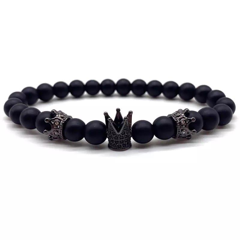 Браслет із шунгіту з коронами р. 20 (20023)