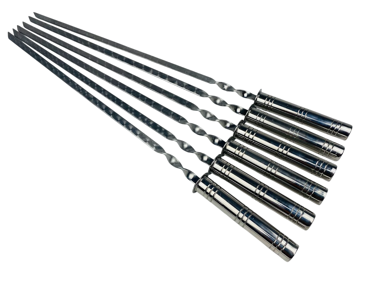 Набор шампуров Серебро из нержавеющей стали 3 мм с трубчатой ручкой 64 см 6 шт. Серебряный (124-10-SH-3106)