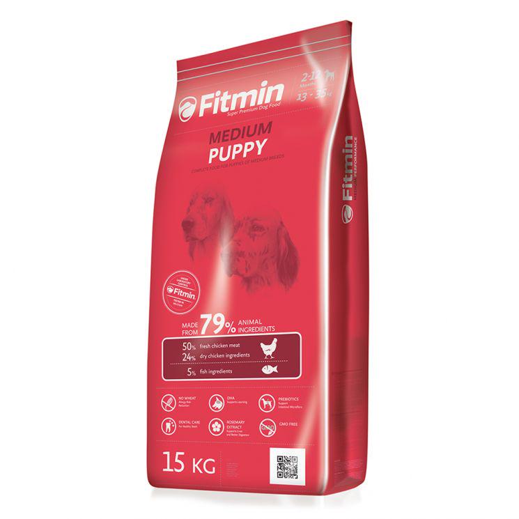Корм полноценный для щенков от 2-х до 12-ти месяцев, беременных и лактирующих сук средних породFitmin Dog Medium Puppy 3 кг (A-002702)