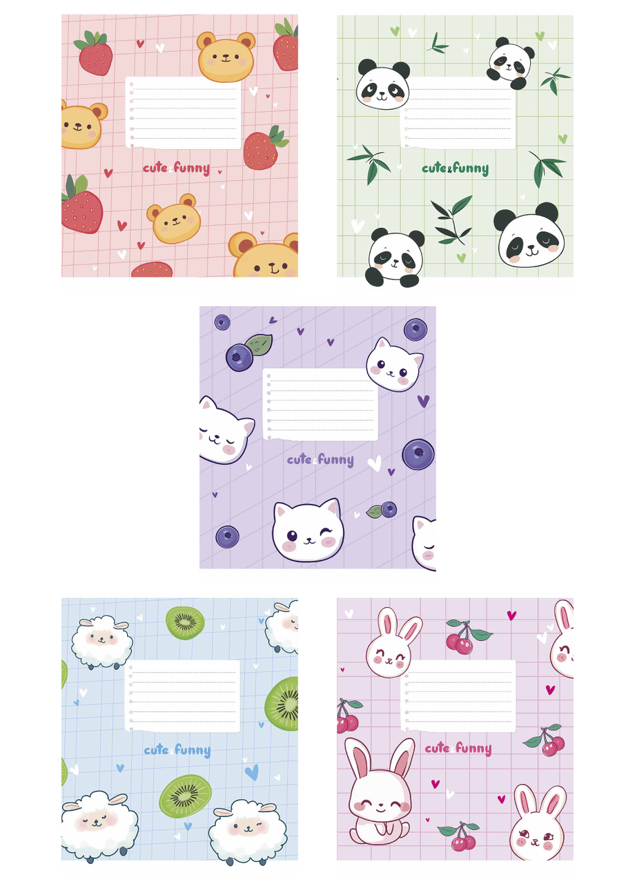 Набор школьных тетрадей Школярик Cute&Funny в линейку 12 л. 5 шт. (3549 4820006472061)