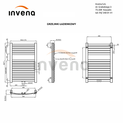 Рушникосушарка Invena 540х800 мм Графіт (UG-02-080) - фото 4