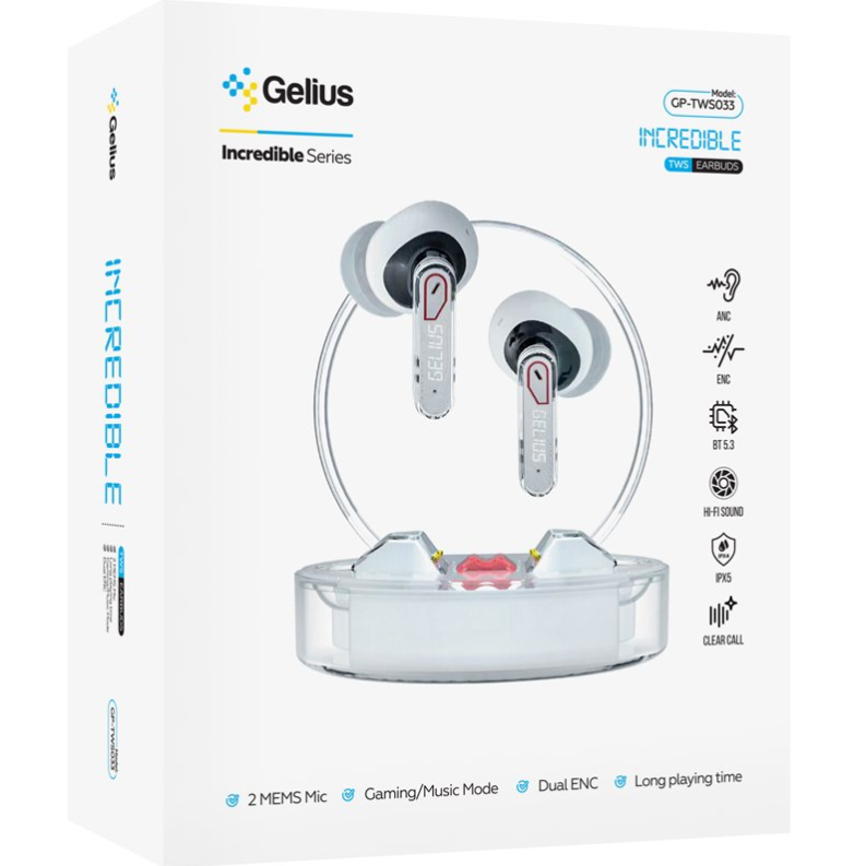 Наушники беспроводные Gelius TWS GP-TWS033 Incredible series Clear View Light (2647760406) - фото 9 Наушники беспроводные Gelius TWS GP-TWS033 Incredible series Clear View Light (2647760406) - фото 9