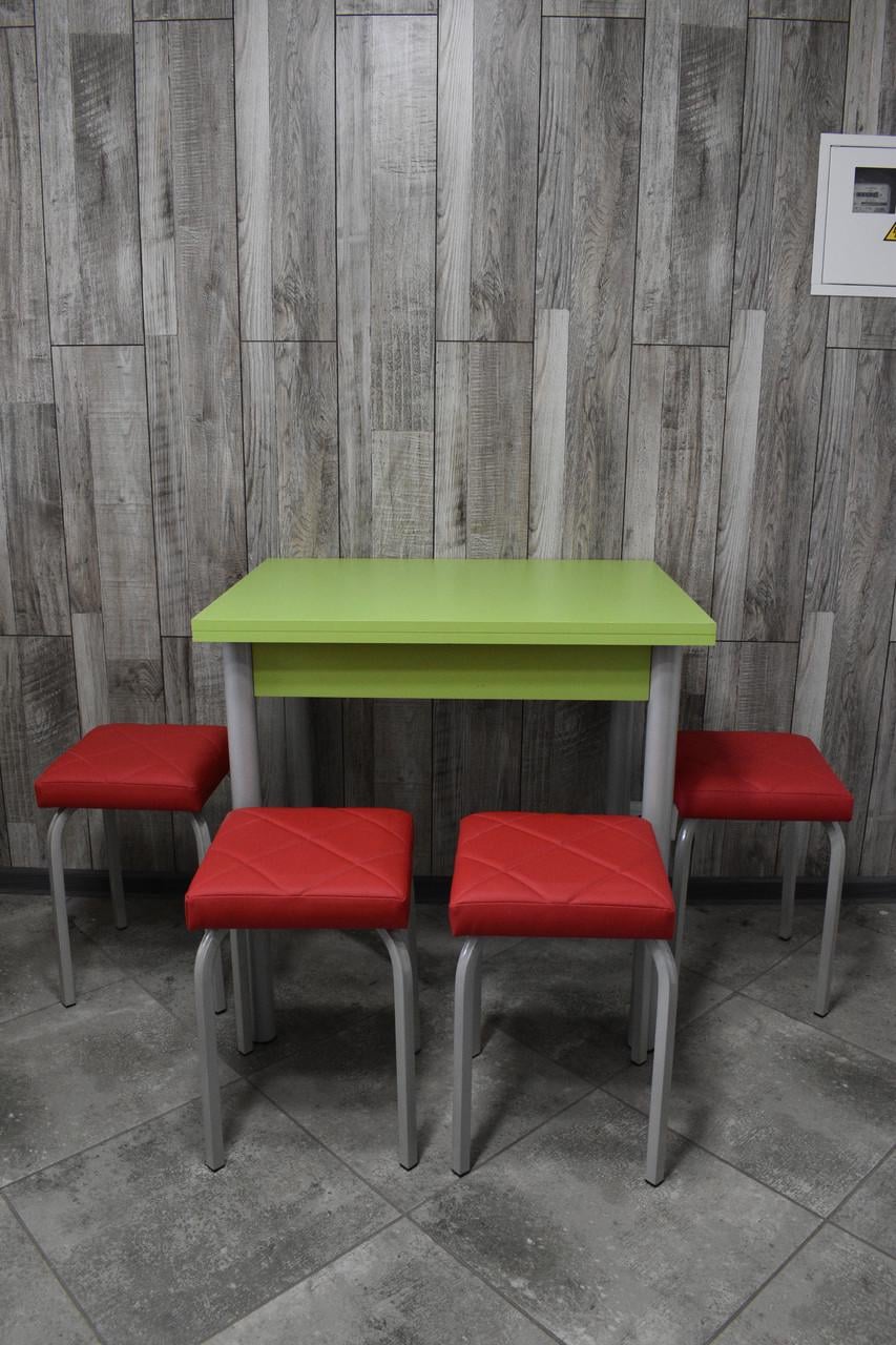 Кухонний комплект Оскар стіл розкладний/табурети 4 шт. Tutti Lux 60х80/80х120х75 см Зелеий/Червоний (28374978)