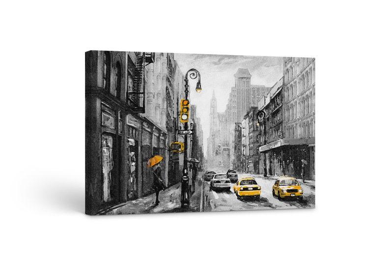 Картина на холсте KIL Art Черно-белый город и желтое такси 122x81 см (65)