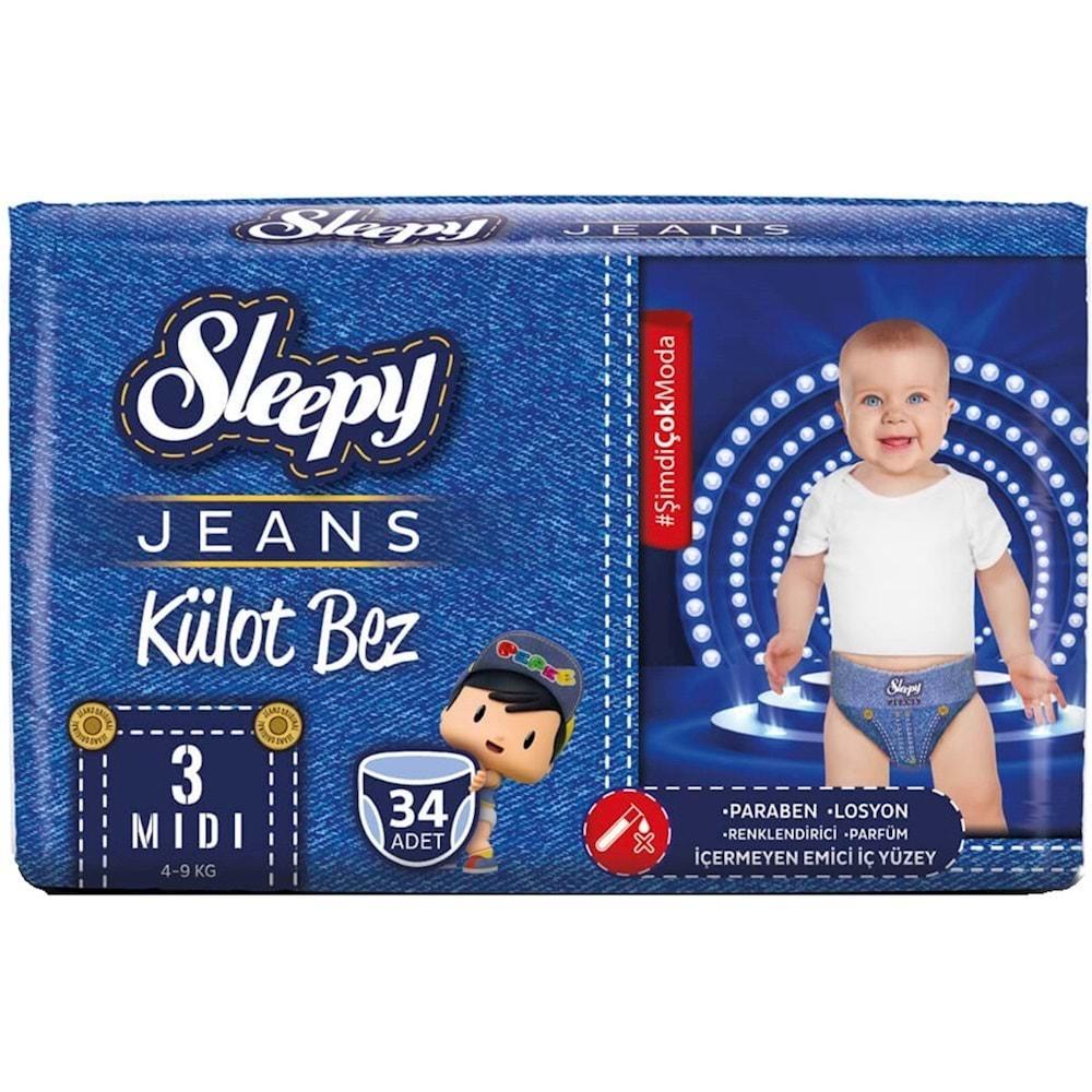 Підгузки-трусики дитячі Sleepy Jeans Midi 3 8-16 кг 34 шт. (000006315)