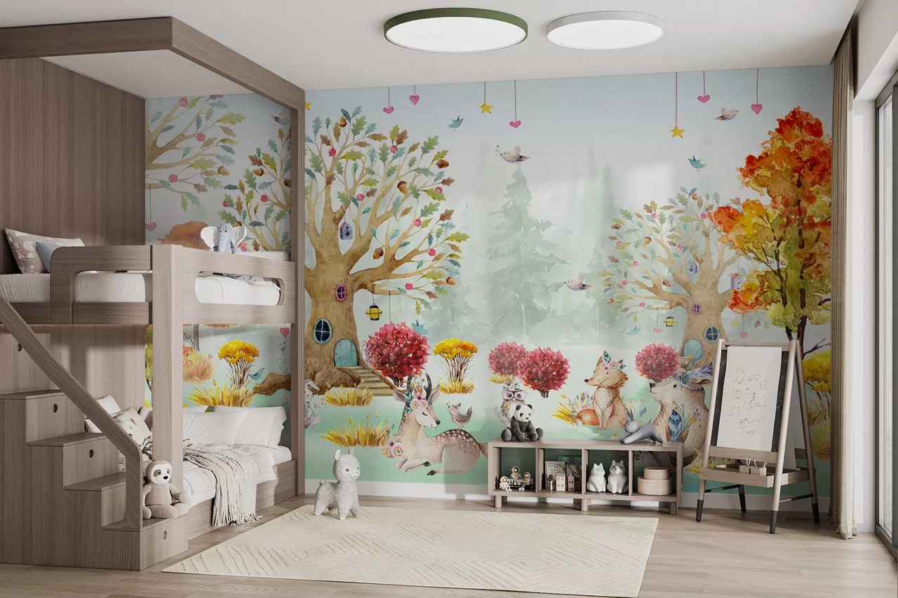 Фотообои флизелиновые Styleo Сказочный лес с животными u98499 300х200 см Разноцветный