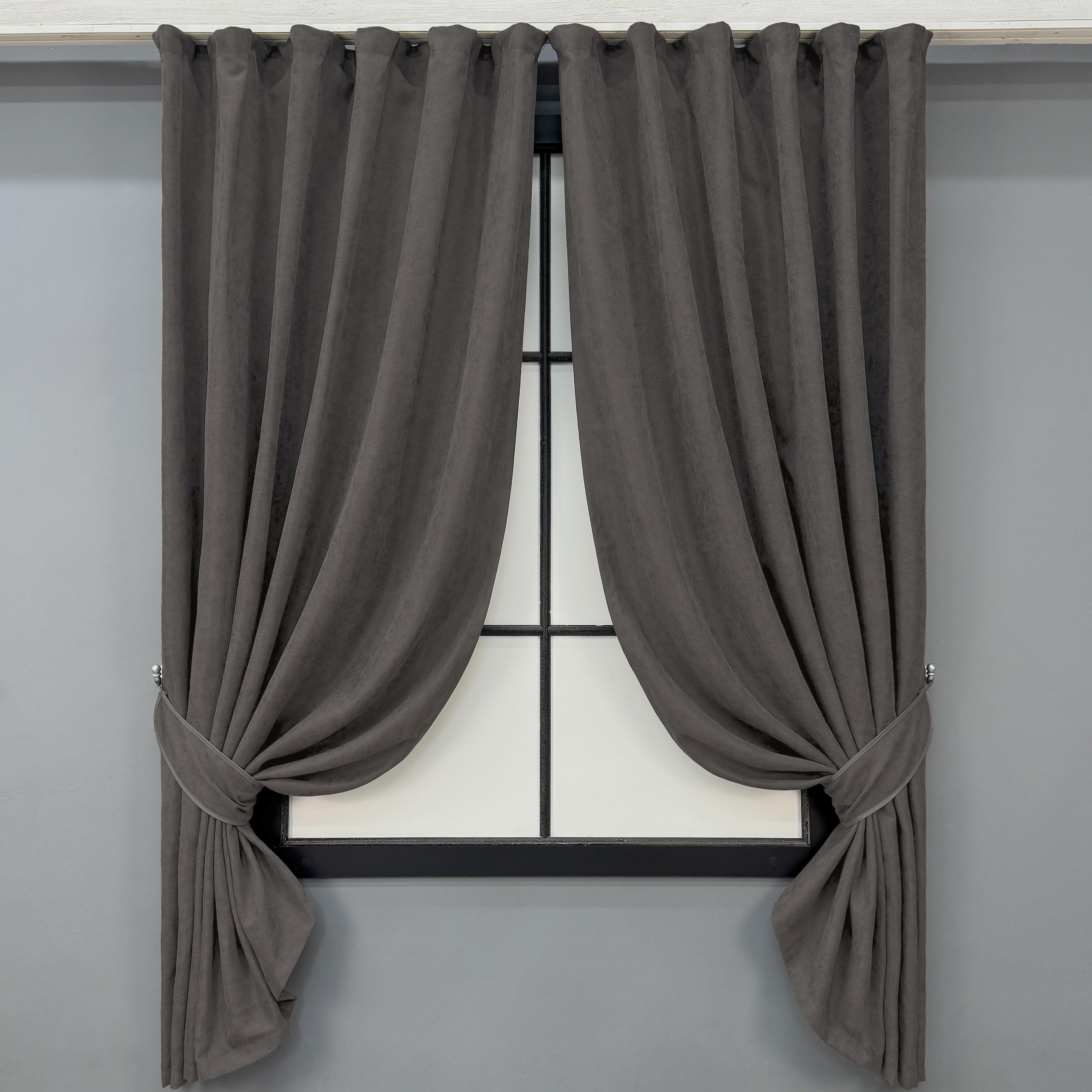 Комплект коротких штор VR-Textil микровелюр Petek YL №1711ш 130х170 см 2 шт. Темно-серый (35-0456)