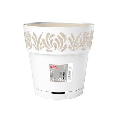 Вазон круглый STEFANPLAST OPERA GAIA 15х15 см 1,5 л Белый/Травертиновый (88300)