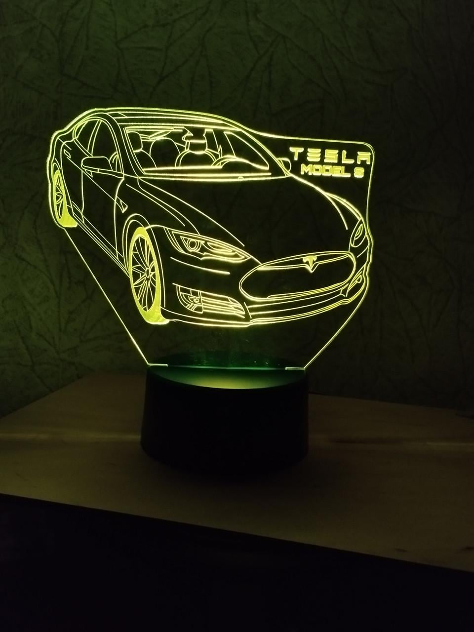 3D-ночник "Tesla model S" несколько подсветок/на батарейках/220V (2008930220)