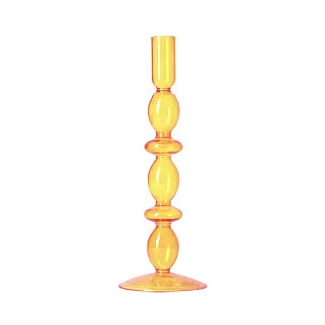 Подсвечник праздничный Remy-Decor Молди стеклянный для тонкой свечи 27 см Оранжевый
