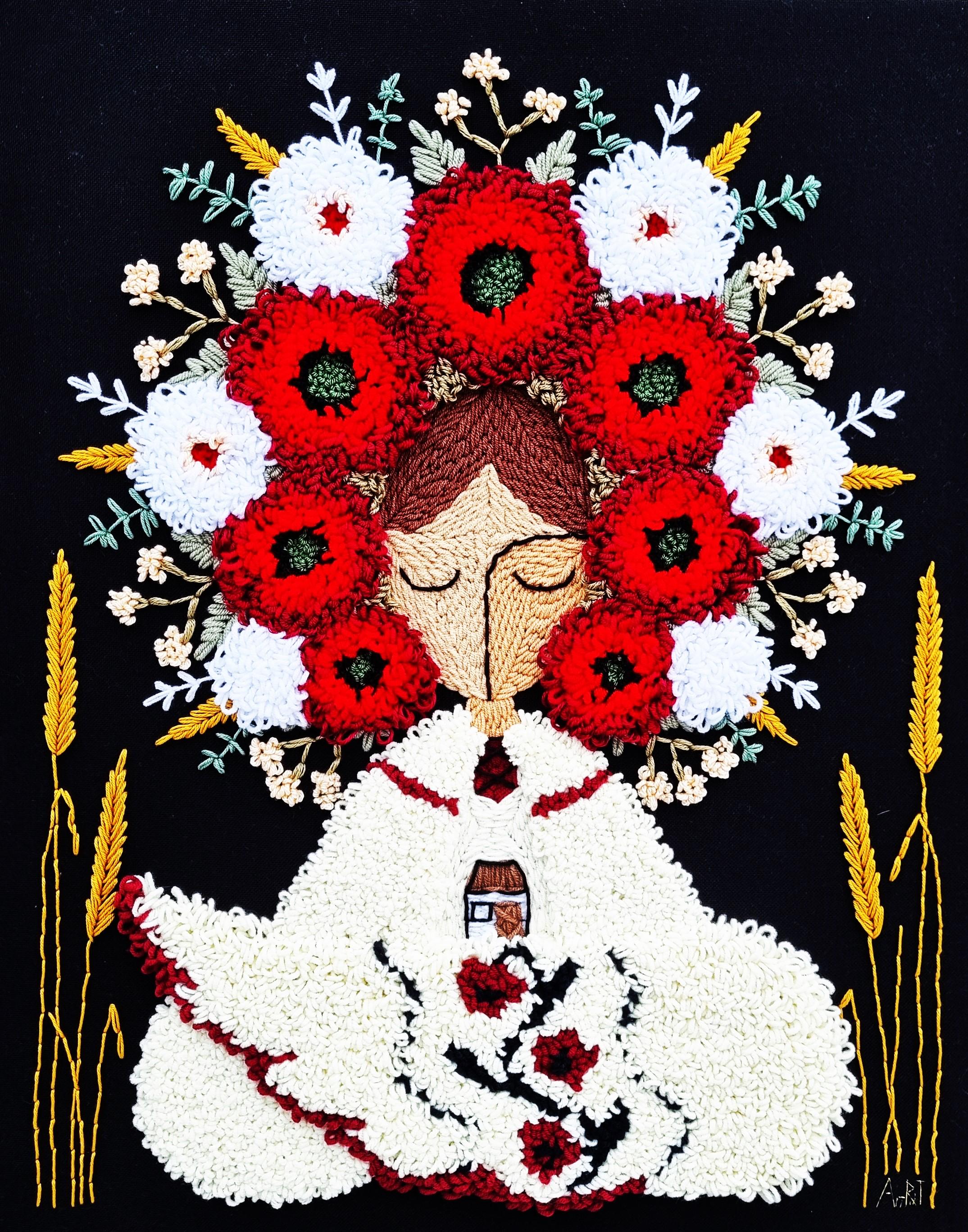 Картина ручной работы Берегиня ковровая вышивка 40х50 см Картина ручной работы Берегиня ковровая вышивка 40х50 см