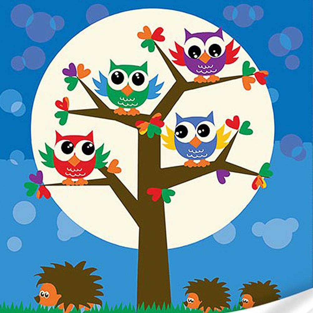 Картина за номерами Strateg Преміум Сови та їжачки з лаком та з рівнем 30x30 см (Str-ES-0872)