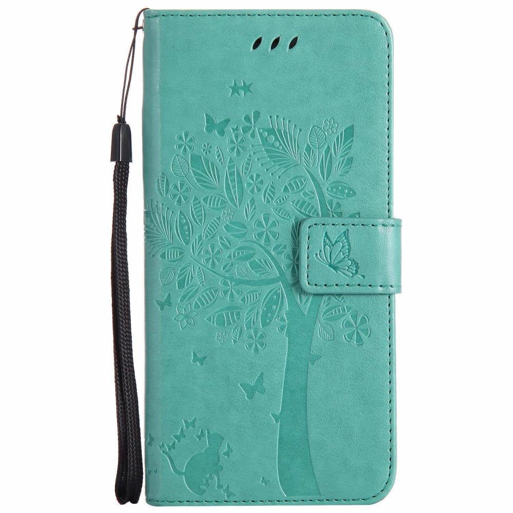 Чехол для Xiaomi Redmi Note 9S (рисунок кот и дерево) Turquoise (15592-32)