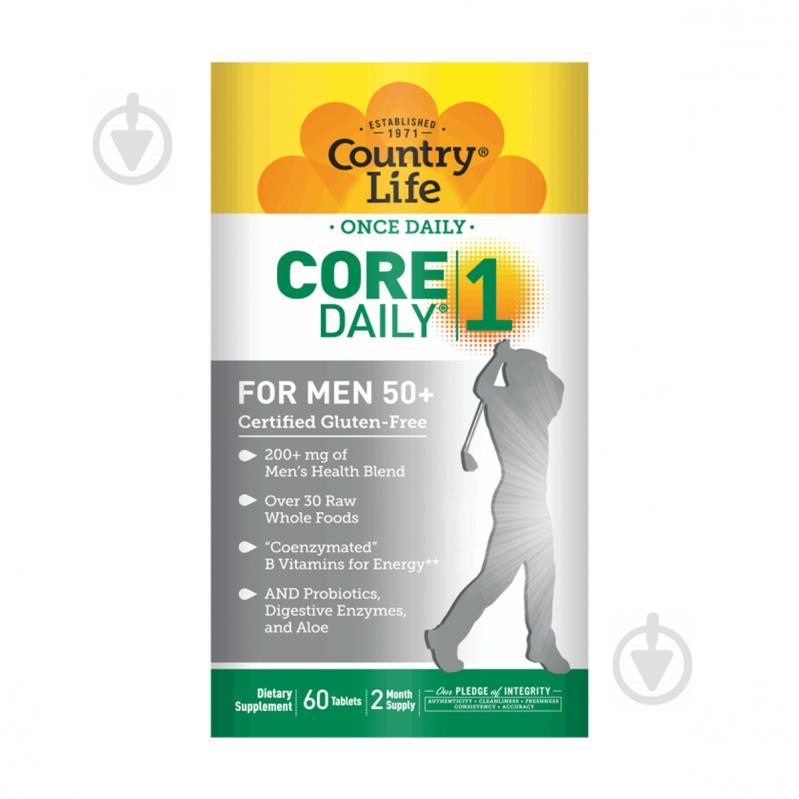 Мультивітаміни для Чоловіків, 50+, Core Daily-1 for Men 50+, Country Life, 60 таблеток