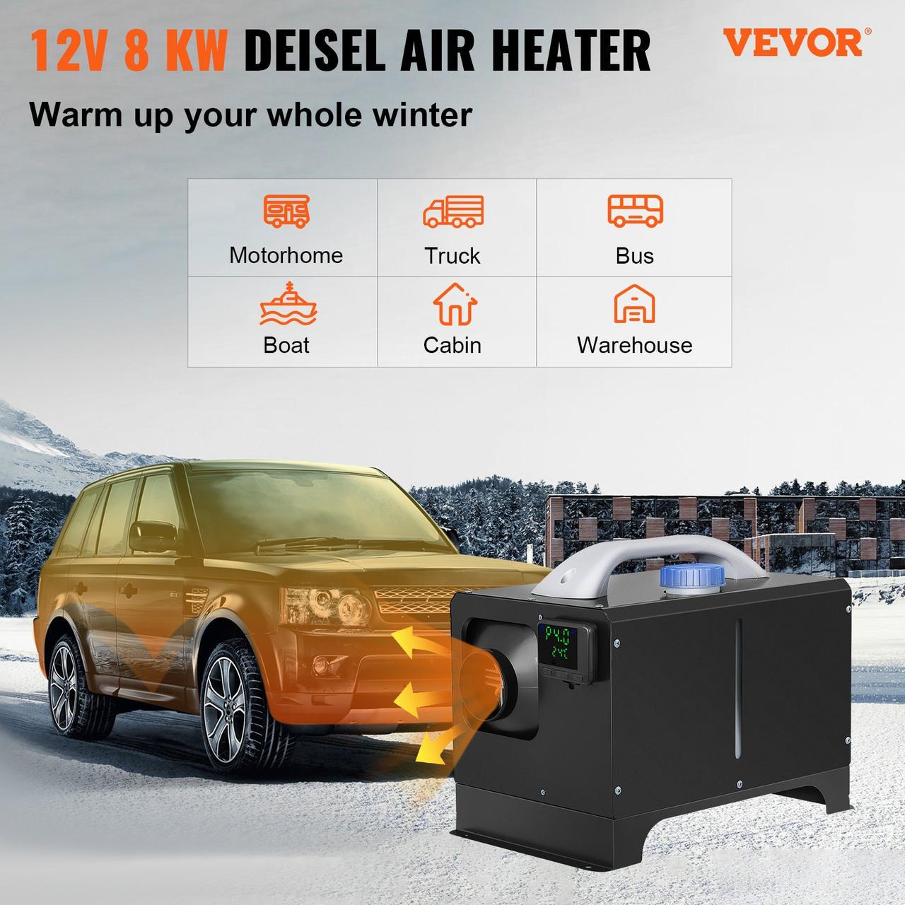 Обігрівач дизельний для автомобіля і приміщень Vevor 8kW з дисплеєм і пультом - фото 2