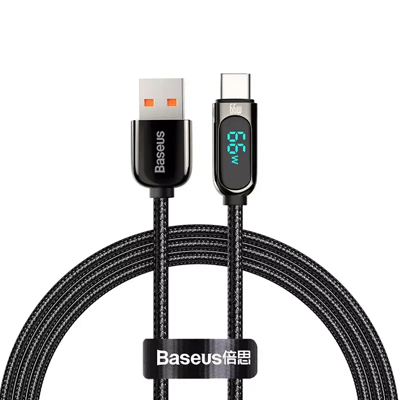 Кабель BASEUS Display Fast Charging Cable USB to Type-C CASX020101 66W 2 м Black