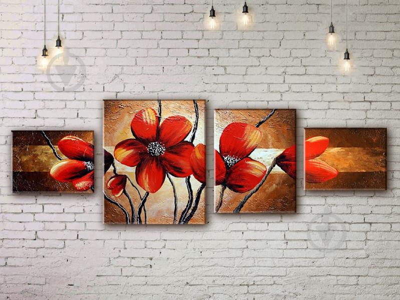 Модульна картина акрилом квіти ArtStar MHM17_4_110 розмір 65 х 170 см