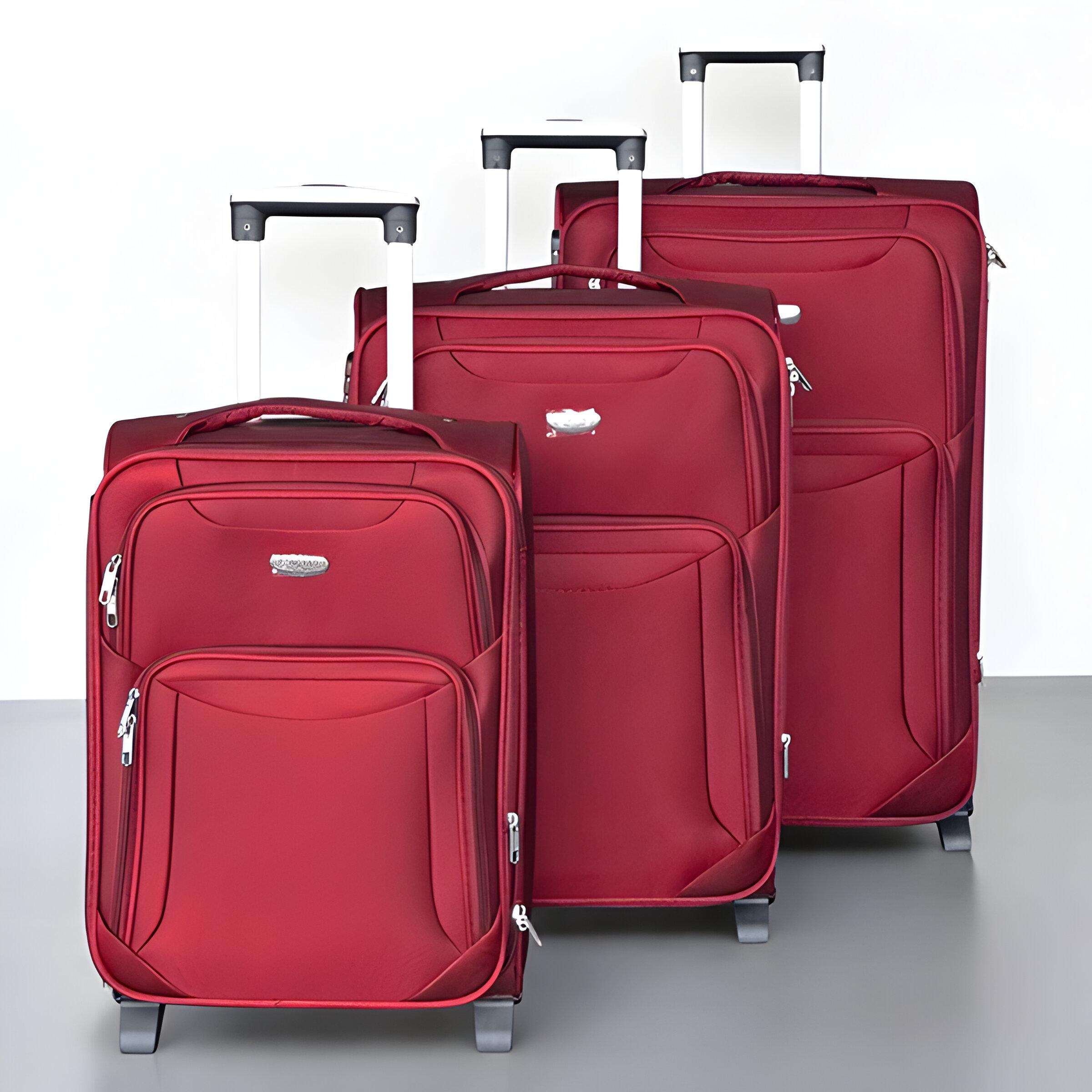 Набір валіз тканинних 3в1 з кодовим замком та телескопічною ручкою Червоний (6055-1) - фото 2