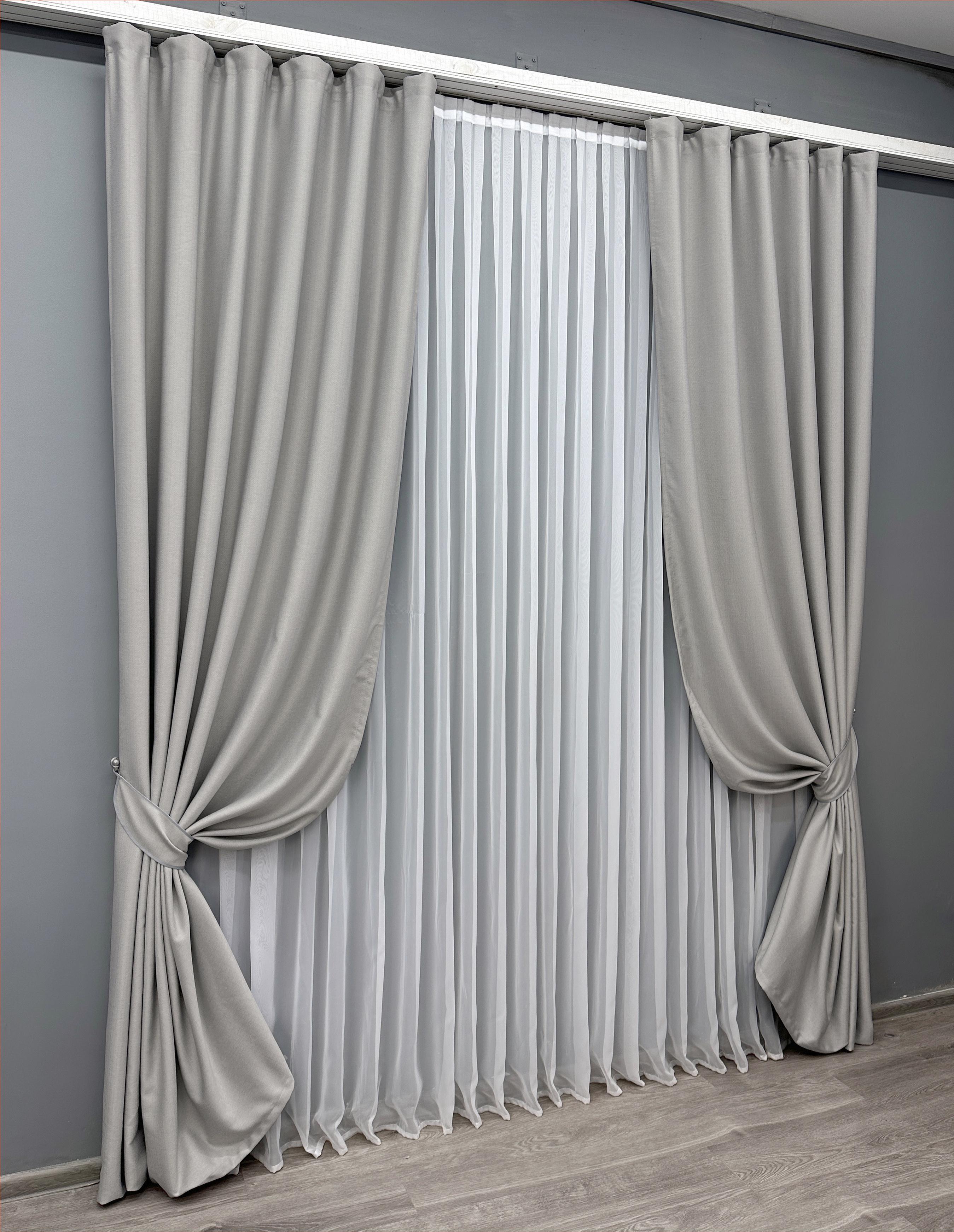 Комплект готових штор VR-Textil Шеніл однотонний №1690ш 150х270 см 2 шт. Попелястий (33-0585) - фото 2