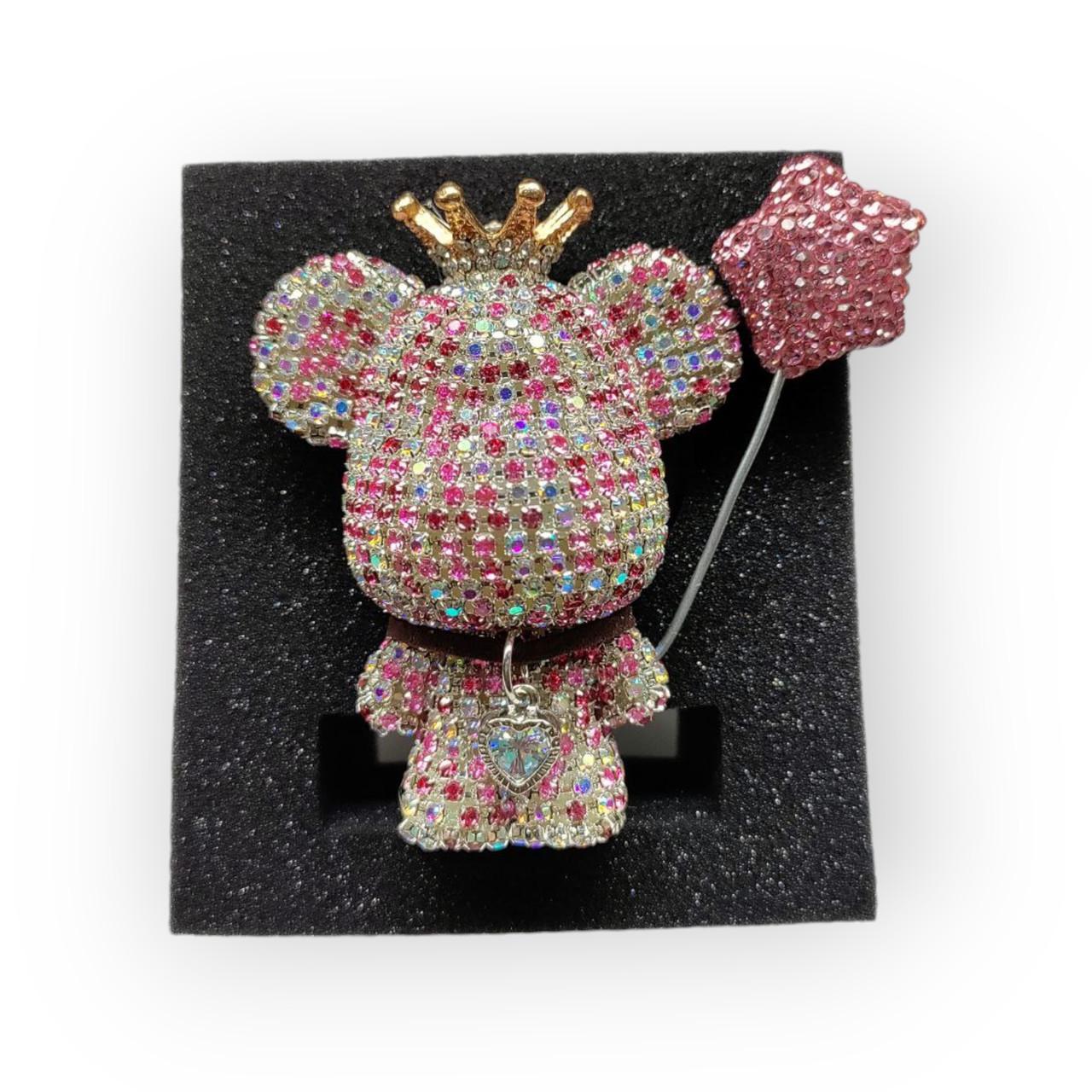 Ароматизатор для авто многоразовый Бриллиантовый мишка со звездой на решетку Розовый (2297357961)