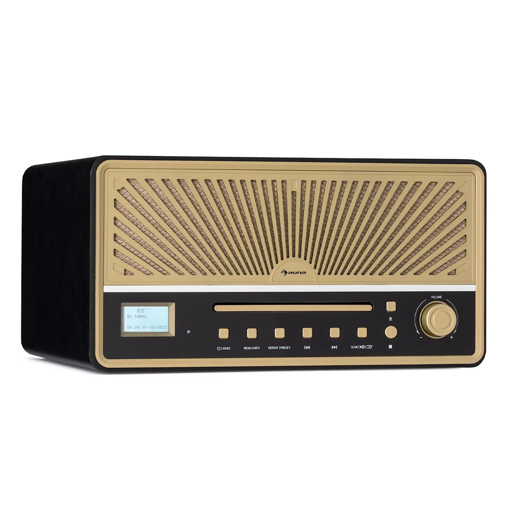 Стереосистема музична Auna Glastonbury DAB CD Bluetooth FM USB радіо Black