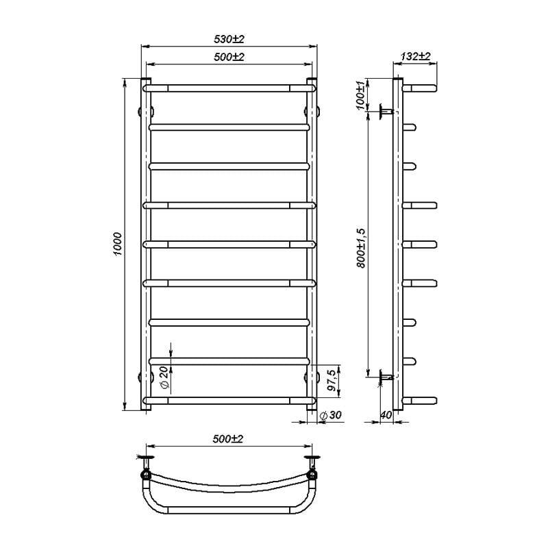 Полотенцесушитель Onlyheat Thera 500/1000/9 (68007) - фото 2 Полотенцесушитель Onlyheat Thera 500/1000/9 (68007) - фото 2