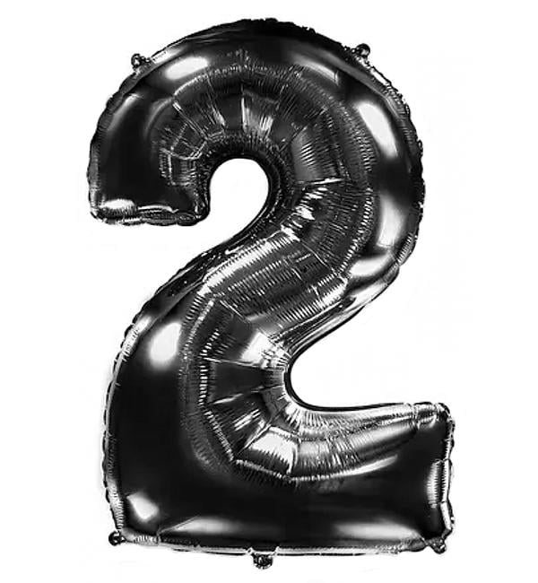 Шарик Цифра 2 100 см Черный (12360966)