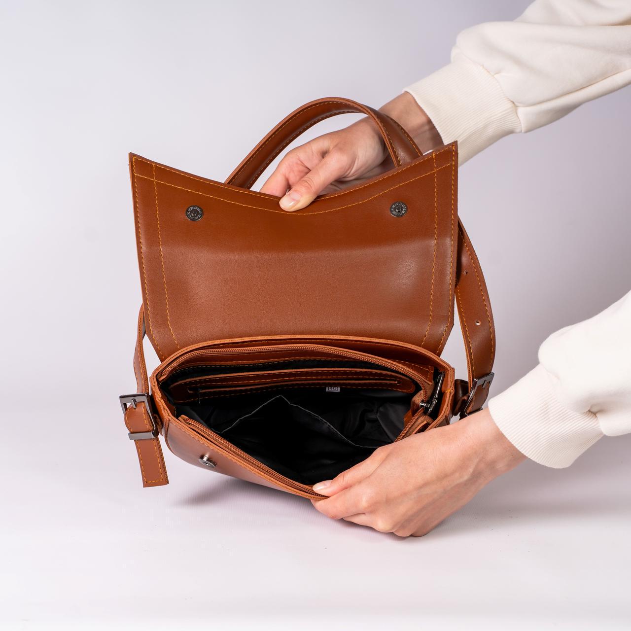 Сумка женская полукруглая XENIA № 33-24 из эко-кожи Охра - фото 2