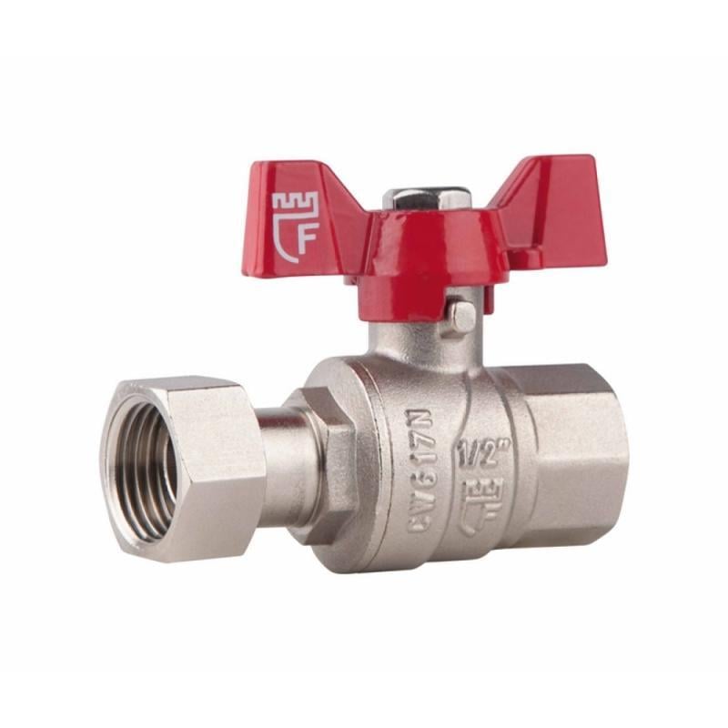 Кран шаровой прямой SD Forte ВР с накидной гайкой для воды 1/2" (SF260W15)