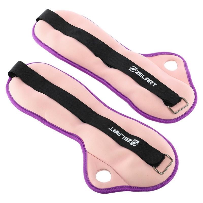 Обтяжувачі-манжети для рук Zelart Pro 2х1 кг Рожевий/Фіолетовий (FI-1965-2_Розовый-фиолетовый) - фото 2