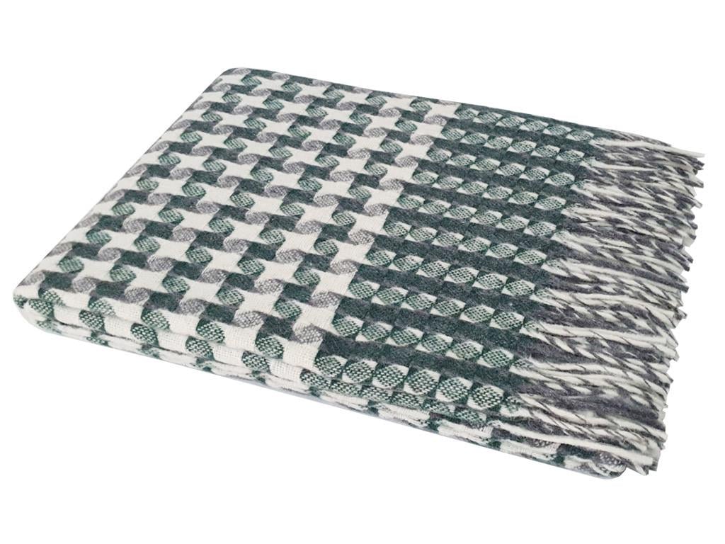 Плед шерстяной Vladi Эльф No6S Carambola 140х200 полуторный Бело-зеленый