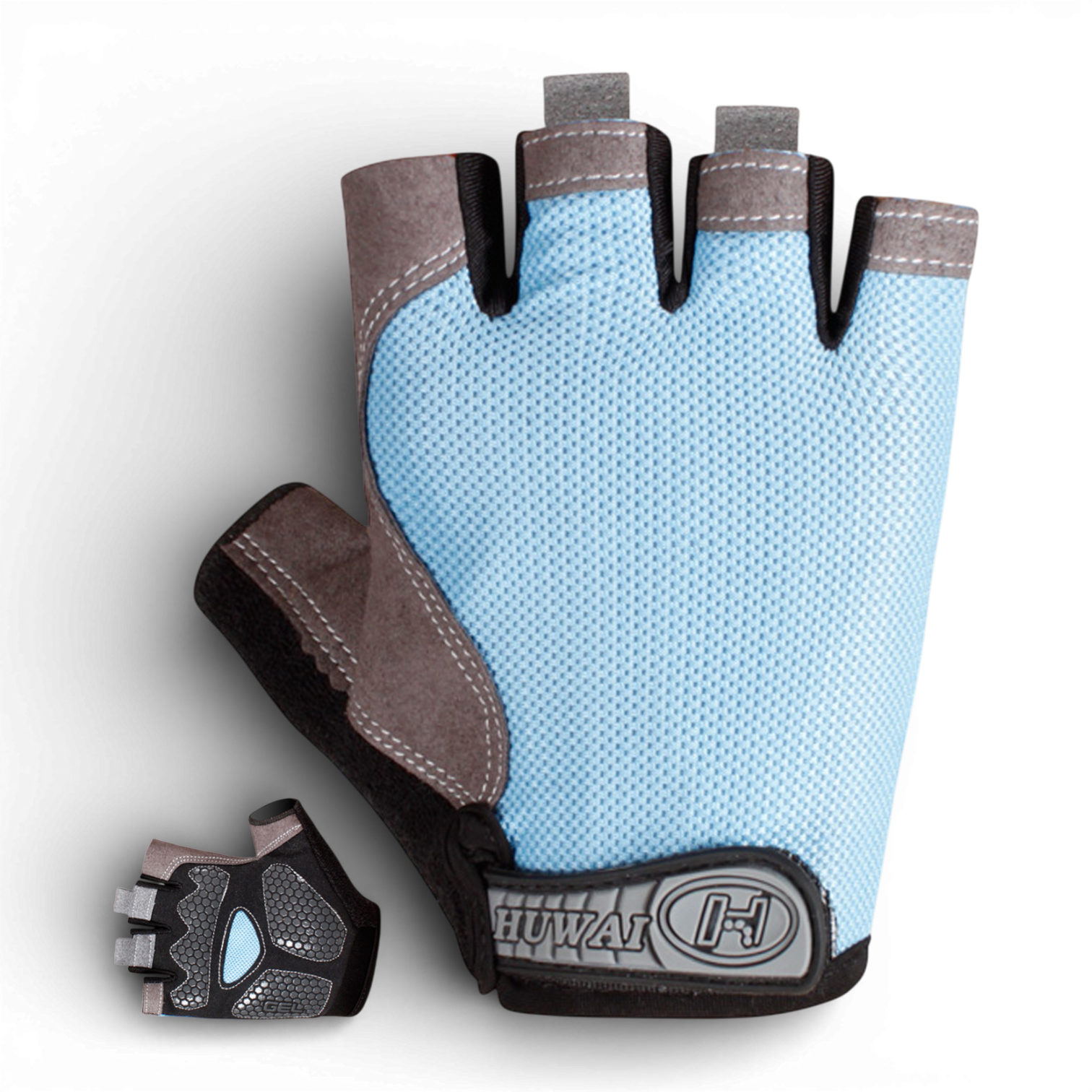 Перчатки без пальцев для спорта противоскользящие защитные M Голубой (66_2_M_6C)