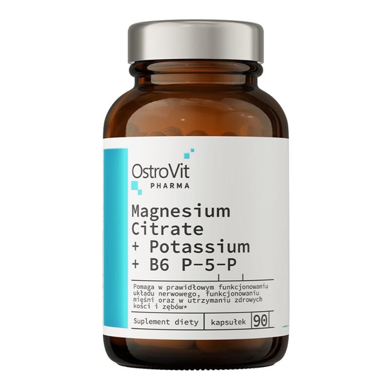 Магній та вітамін В6 OstroVit Pharma Magnesium Citrate + Potassium + B6 P-5-P 90 капс. (22967-01)