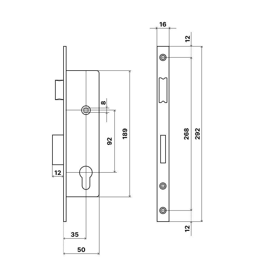 Замок із засувкою ASTEX 92/35 мм для металопластикових дверей (LВ 92-16/35-01) - фото 2 Замок із засувкою ASTEX 92/35 мм для металопластикових дверей (LВ 92-16/35-01) - фото 2
