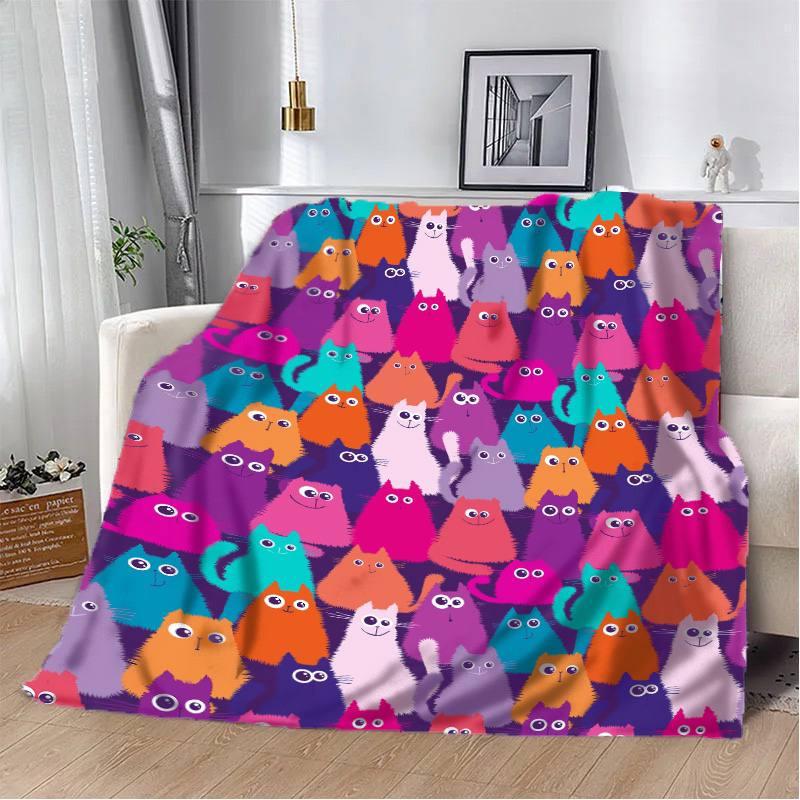 Плед-покрывало Безумные Котики плюш/велюр полуторное 160х200 см Розовый (17709277)