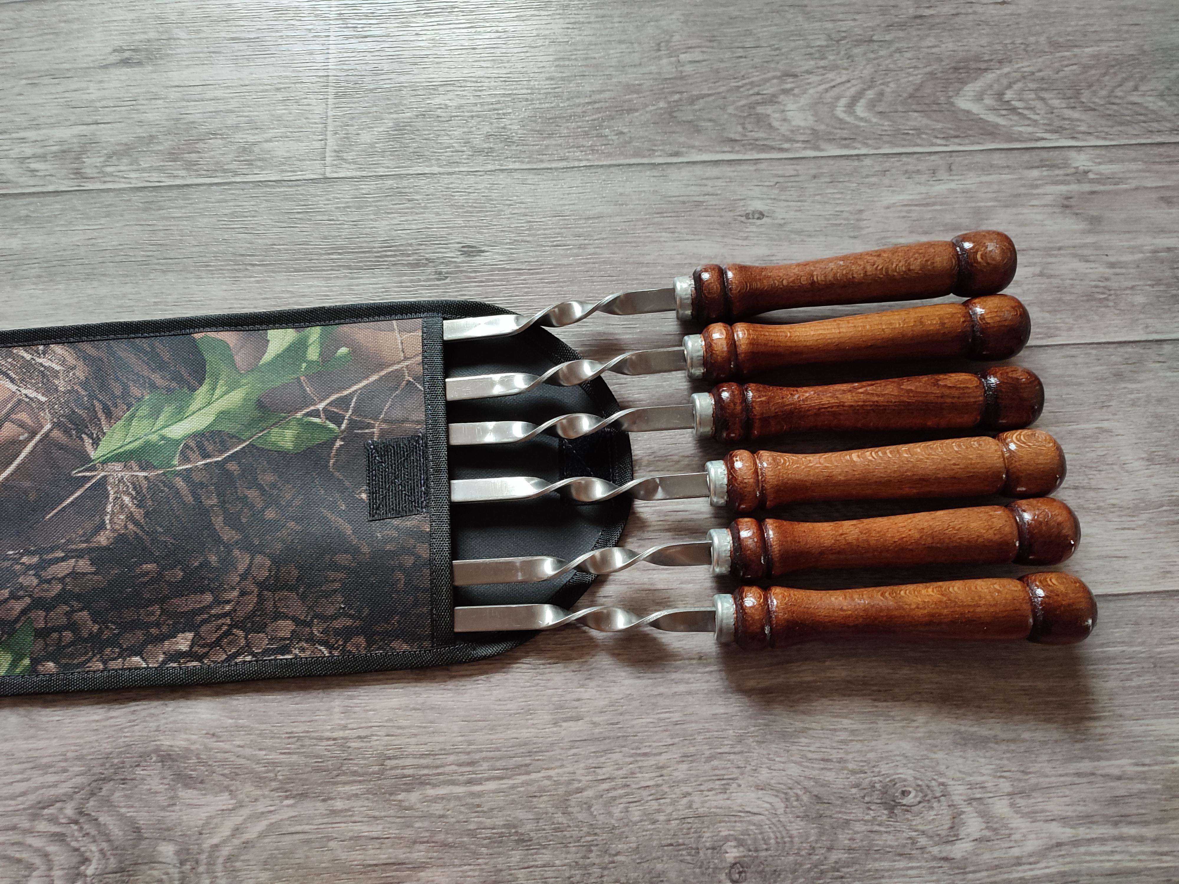 Набор шампуров с чехлом 6шт. 620х3х12 мм (7105) - фото 3 Набор шампуров с чехлом 6шт. 620х3х12 мм (7105) - фото 3