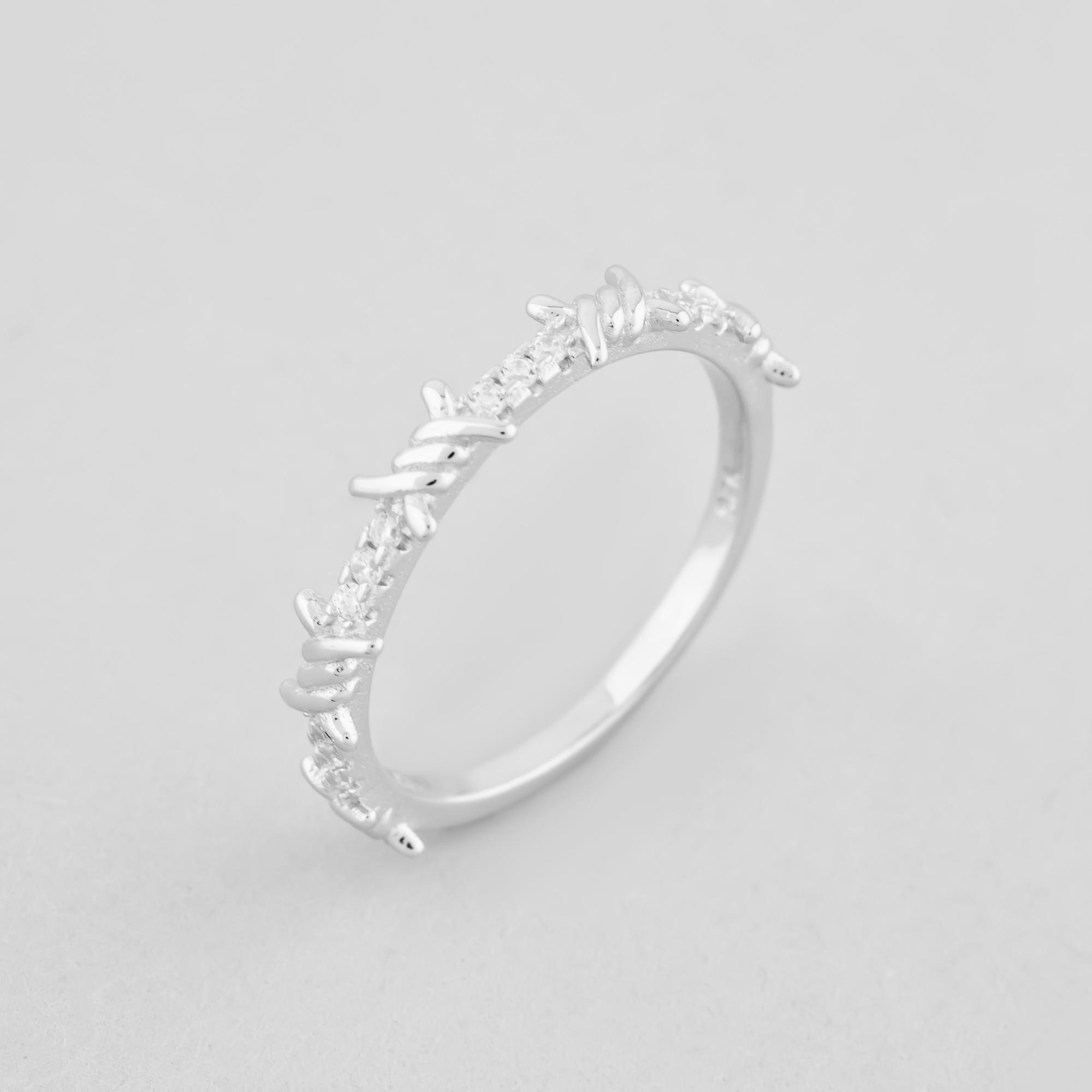 Серебряное кольцо Minimal Блестящие узоры р. 17 (13463) Серебряное кольцо Minimal Блестящие узоры р. 17 (13463)