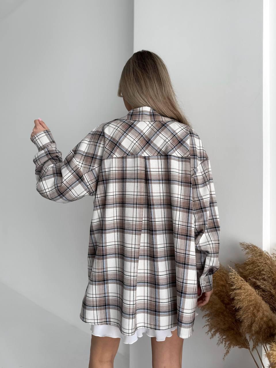Рубашка женская фланелевая в клетку 32246 One Size Коричневый - фото 4