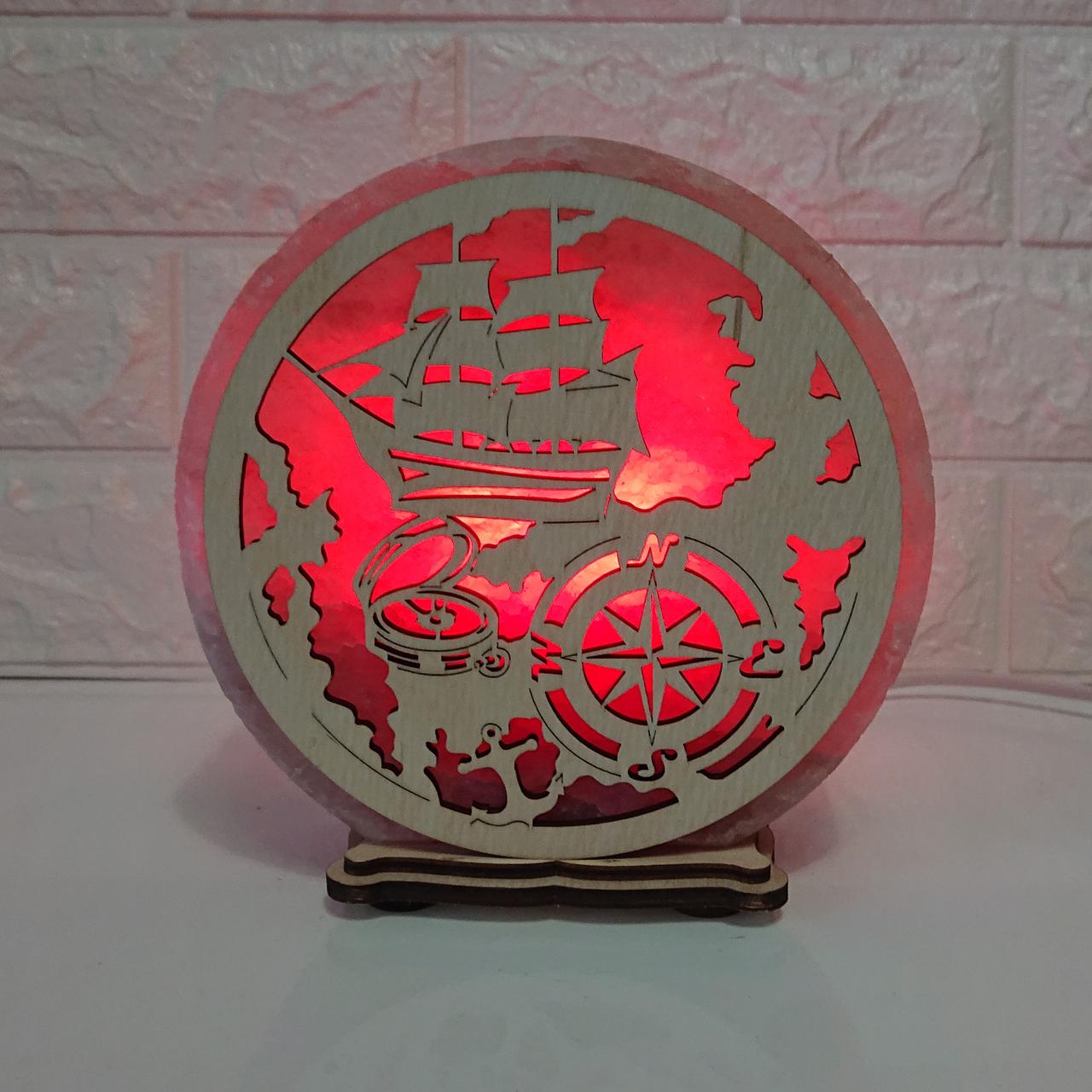 Соляной светильник Корабль и компас (KБ-00023-r)