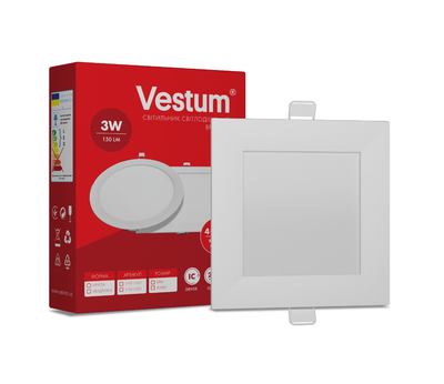 Светильник врезной светодиодный Vestum квадратный 3W 4000K 220V (1-VS-5201)