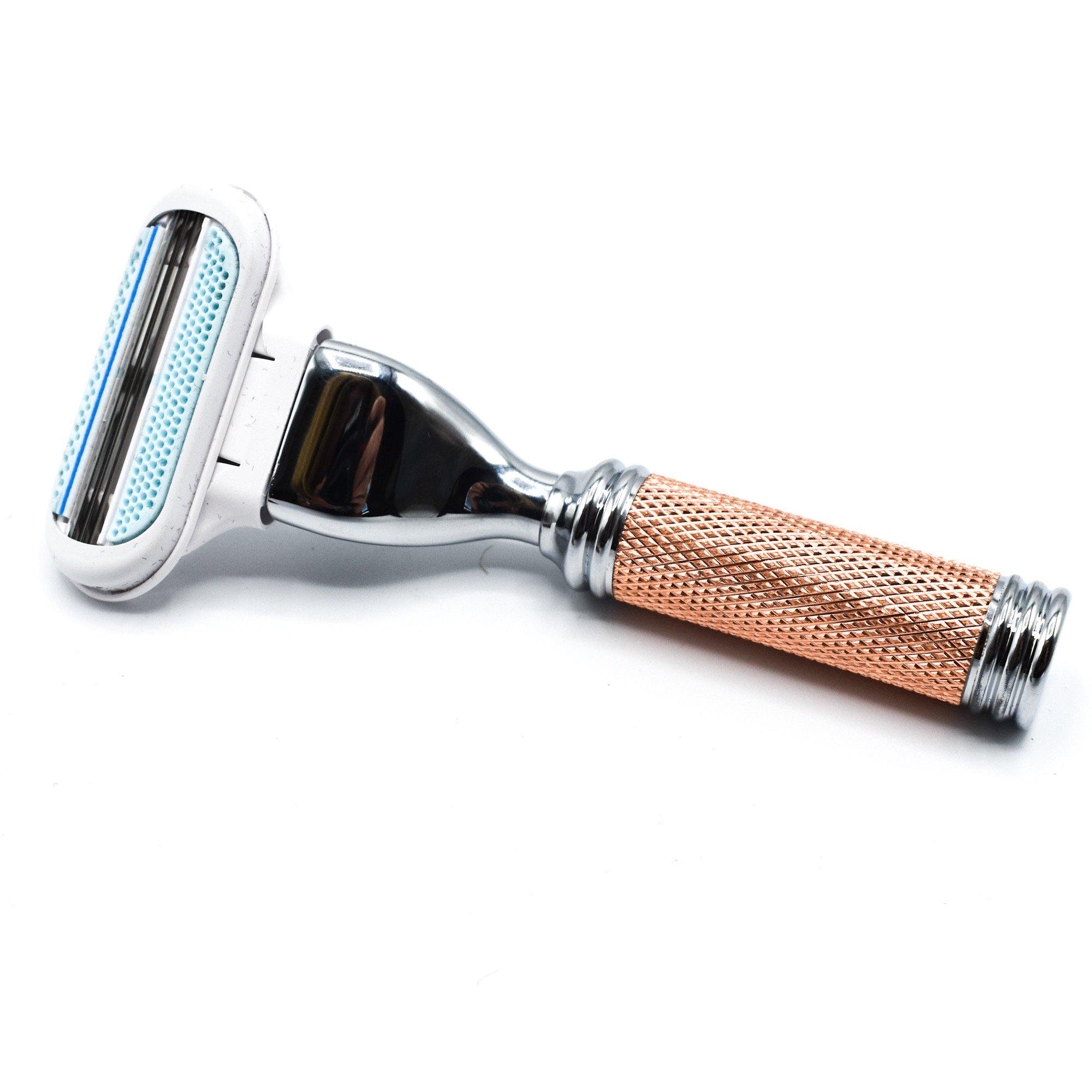 Станок для гоління Parker Travel Venus Compatiable Rose Gold Razor With Leather Case для жінок - фото 1