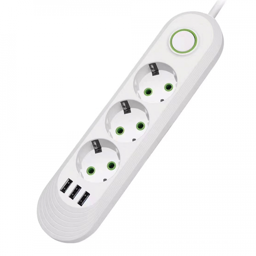 Фильтр сетевой Power Socket F03U 3 розетки + 3 USB White (9756227)