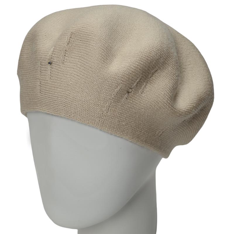 Берет женский Lirus Бусинка осенний тонкой двойной вязки Лен - фото 1