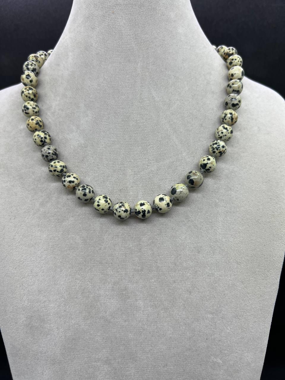 Бусы яшма долматинец 42 см Разноцветный (10631)