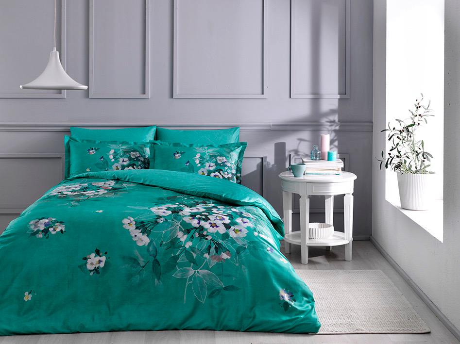 Постельное белье TAC Digital Avin yesil V01 евро Зеленый (svt-2000022296977)